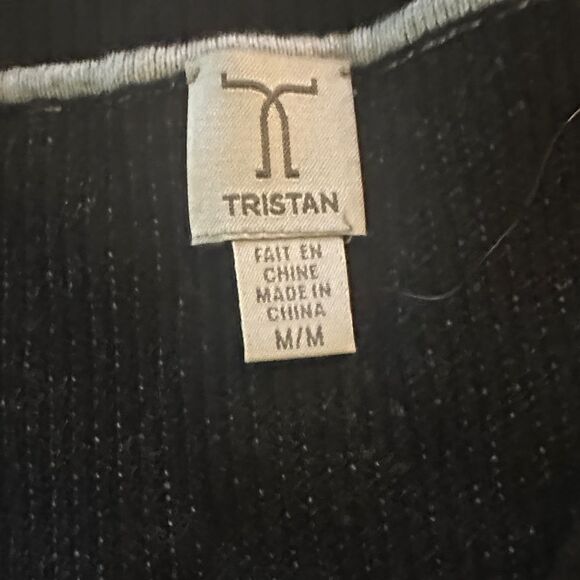 Tristan Men's V-Neck Sweater - Black with Gray Sleeves - Picture 2 of 5